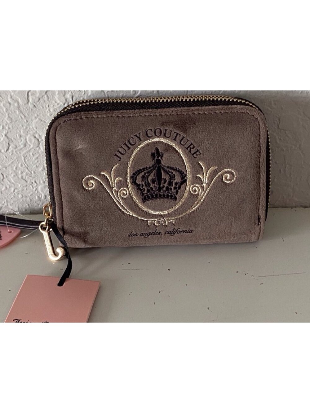 Juicy Couture Juicy Magnifique Double Zip Around Wallet Iced Coffee Velvet NEW